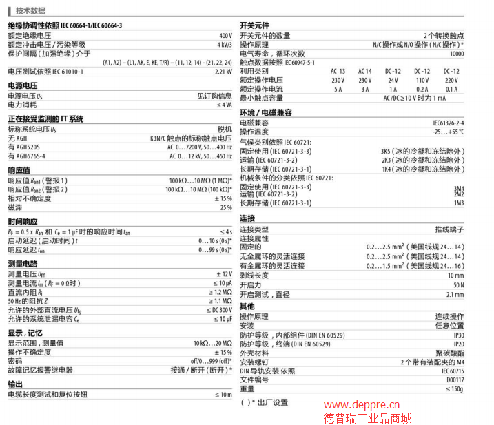 絕緣監(jiān)視儀IR420-D6參數(shù)